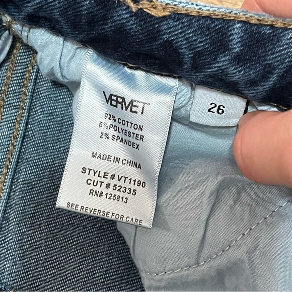 Vervet High Rise Straight Jeans Dark Wash Raw Hem Ankle Size 26 Vintage - Picture 6 of 14
